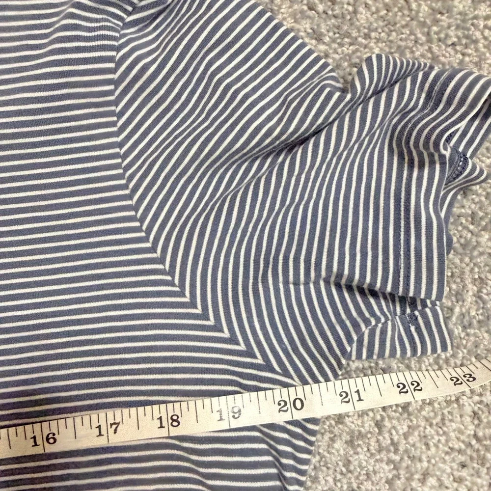 Lululemon Mens Striped Short Sleeve Crewneck T-Shirt Blue White Size L‎